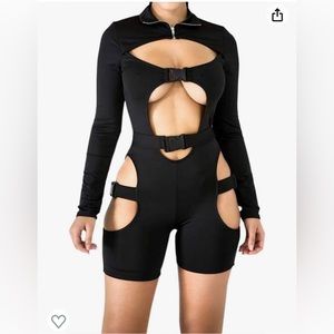 Sexy Cutout Biker Short Romper